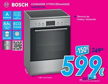 Promotions Bosch cuisinière vitrocéramique hkr39c250 - Bosch - Valide de 03/01/2020 à 31/01/2020 chez Krefel