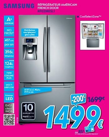 Promotions Samsung réfrigérateur américain french door rfg23resl1 - Samsung - Valide de 03/01/2020 à 31/01/2020 chez Krefel