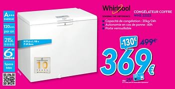 Promotions Whirlpool congélateur coffre whe 22333 - Whirlpool - Valide de 03/01/2020 à 31/01/2020 chez Krefel