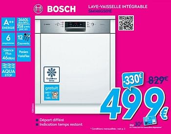 Promotions Bosch lave-vaisselle intégrable smi46gs01e - Bosch - Valide de 03/01/2020 à 31/01/2020 chez Krefel