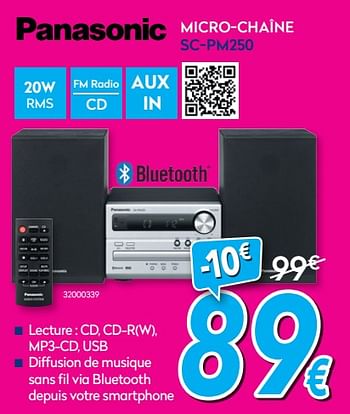 Promotions Panasonic micro-chaîne sc-pm250 - Panasonic - Valide de 03/01/2020 à 31/01/2020 chez Krefel