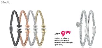 Promoties Stalen armband mesh met kristal diverse uitvoeringen - Huismerk - Lucardi - Geldig van 02/01/2020 tot 31/01/2020 bij Lucardi