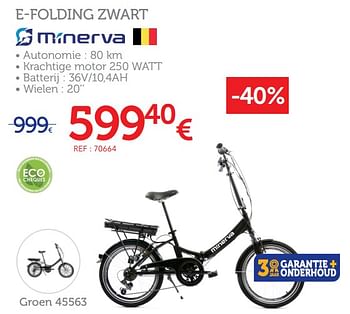 Promoties Minerva elektrische plooifiets e-folding zwart - Minerva - Geldig van 08/01/2020 tot 10/03/2020 bij Auto 5