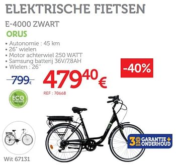 Promoties Orus e-4000 zwart elektrische fietsen - Geldig van 08/01/2020 tot 10/03/2020 bij Auto 5