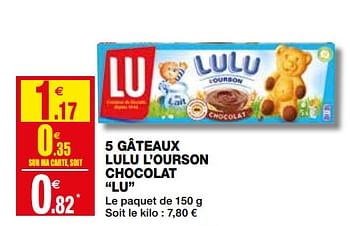 Lu 5 Gateaux Lulu L Ourson Chocolat Lu En Promotion Chez Coccinelle