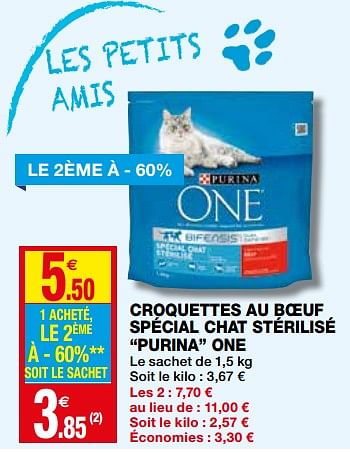 Promotion Coccinelle Croquettes Au Boeuf Special Chat Sterilise Purina One Purina Animaux Accessoires Valide Jusqua 4 Promobutler