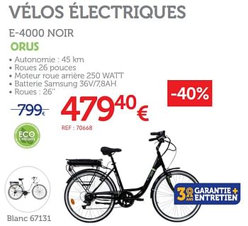 Promotions Vélos électriques e-4000 noir - Valide de 08/01/2020 à 10/03/2020 chez Auto 5