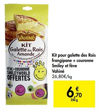Vahine Kit pour galette des rois frangipane + couronne smiley et fève vahiné  - En promotion chez Carrefour