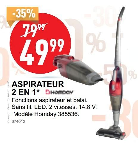 Homday Aspirateur 2 en 1 homday 385536 En promotion chez Trafic