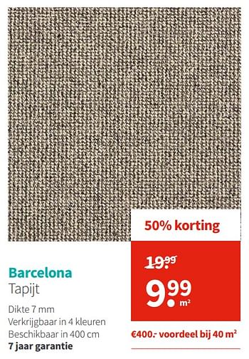 Promotions Barcelona tapijt - Produit Maison - Carpetright - Valide de 03/01/2020 à 31/01/2020 chez Carpetright