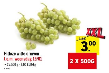 Promoties Pitloze witte druiven - Huismerk - Lidl - Geldig van 13/01/2020 tot 18/01/2020 bij Lidl