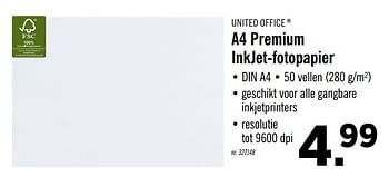 Promoties A4 premium inkjet-fotopapier - United Office - Geldig van 13/01/2020 tot 18/01/2020 bij Lidl