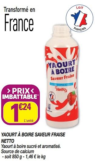 Yaourt à boire fraise - Netto - 850 g