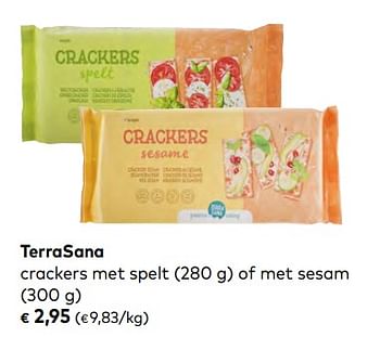 Promoties Terrasana crackers met spelt of met sesam - Terrasana - Geldig van 01/01/2020 tot 04/02/2020 bij Bioplanet