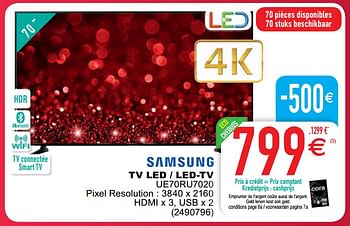 Promoties Samsung tv led - led-tv ue70ru7020 - Samsung - Geldig van 03/01/2020 tot 31/01/2020 bij Cora