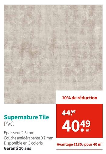 Promotions Supernature tile pvc - Produit Maison - Carpetright - Valide de 03/01/2020 à 31/01/2020 chez Carpetright