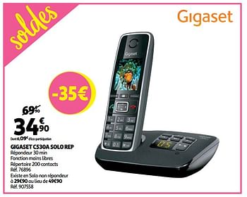 Gigaset Gigaset c530a solo rep - En promotion chez Auchan Ronq