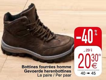 Promotions Bottines fourrées homme gevoerde herenbottines - Produit maison - Cora - Valide de 07/01/2020 à 20/01/2020 chez Cora