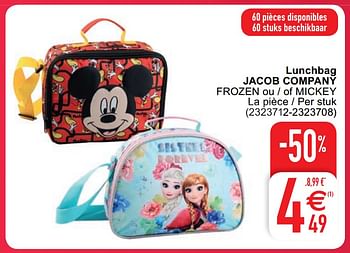 Promoties Lunchbag jacob company frozen ou - of mickey - Disney  Frozen - Geldig van 03/01/2020 tot 31/01/2020 bij Cora