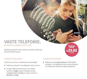 Promoties Vaste telefonie freephone europe - Huismerk - Telenet - Geldig van 05/01/2020 tot 13/02/2020 bij Telenet