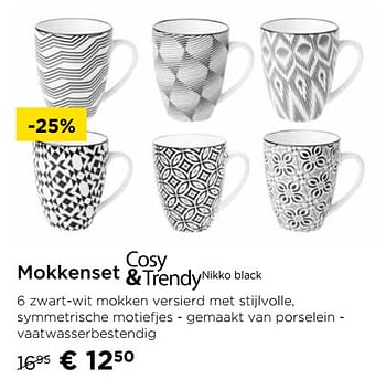 Promoties Mokkenset nikko black - Cosy & Trendy - Geldig van 02/01/2020 tot 31/01/2020 bij Molecule