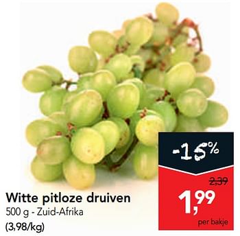 Promoties Witte pitloze druiven - Huismerk - Makro - Geldig van 15/01/2020 tot 28/01/2020 bij Makro