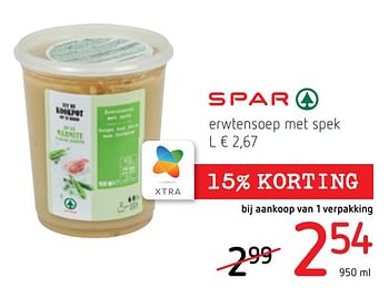 Promoties Erwtensoep met spek - Spar - Geldig van 16/01/2020 tot 29/01/2020 bij Spar (Colruytgroup)