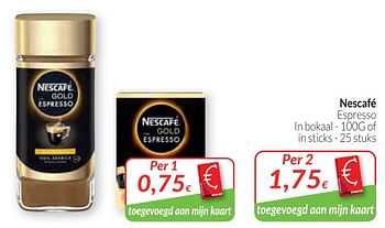 Promotions Nescafé espresso ln bokaal - of in sticks - Nescafe - Valide de 02/01/2020 à 31/01/2020 chez Intermarche