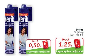 Promotions Merito strijkhulp spray - Merito - Valide de 02/01/2020 à 31/01/2020 chez Intermarche