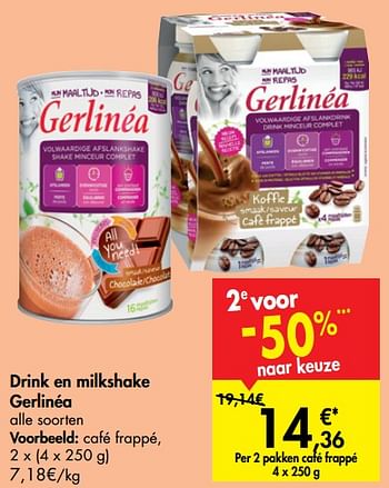 Promoties Drink en milkshake gerlinéa café frappé - Gerlinéa - Geldig van 08/01/2020 tot 20/01/2020 bij Carrefour