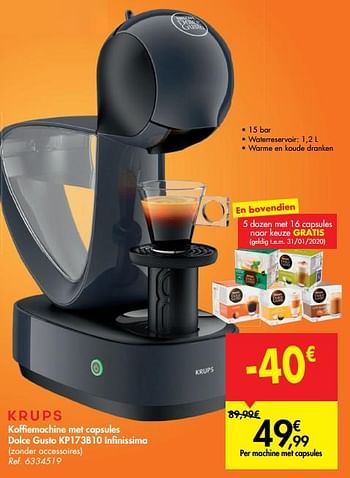 Promoties Krups koffiemachine met capsules dolce gusto kp173b10 infinissima - Krups - Geldig van 08/01/2020 tot 20/01/2020 bij Carrefour