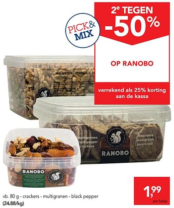 Promoties Crackers - multigranen - black pepper - Ranobo - Geldig van 15/01/2020 tot 28/01/2020 bij Makro