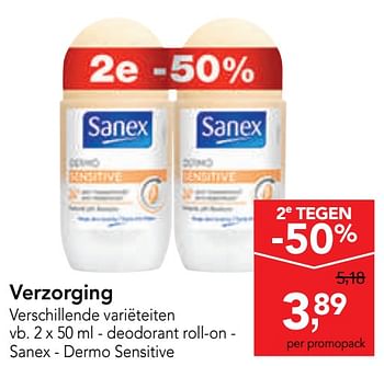 Promoties Verzorging deodorant roll-on - sanex - dermo sensitive - Sanex - Geldig van 15/01/2020 tot 28/01/2020 bij Makro