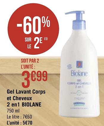 Promo Gel lavant corps et cheveux BIOLANE chez Carrefour