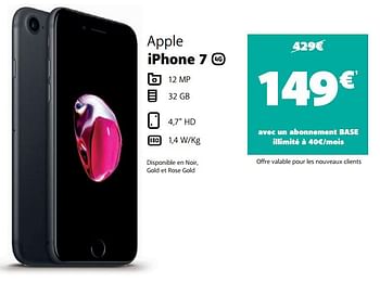 Promotions Apple iphone 7 - Apple - Valide de 07/01/2020 à 13/02/2020 chez Base