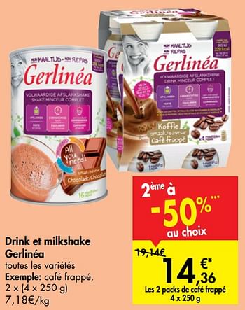 Promotions Drink et milkshake gerlinéa - Gerlinéa - Valide de 08/01/2020 à 20/01/2020 chez Carrefour