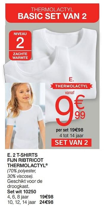 Promoties 2 t-shirts fijn ribtricot thermolactyl - Huismerk - Damart - Geldig van 01/01/2020 tot 31/01/2020 bij Damart