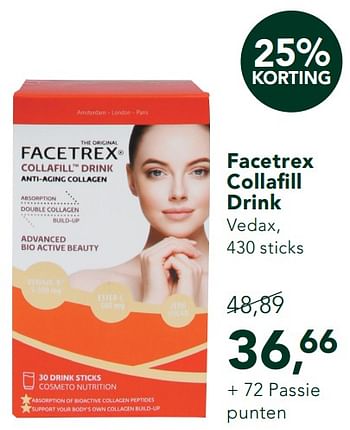 Promotions Facetrex collafill drink vedax - Vedax - Valide de 30/12/2019 à 26/01/2020 chez Holland & Barret