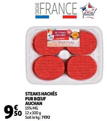 Promotions Steaks hachés pur boeuf auchan - Produit Maison - Auchan Ronq - Valide de 02/01/2020 à 07/02/2020 chez Auchan Ronq