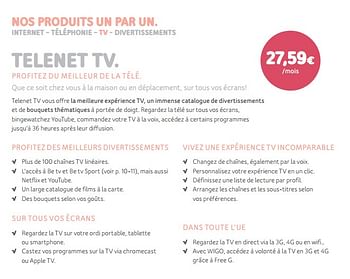 Promotions Telenet tv - Produit Maison - Telenet - Valide de 05/01/2020 à 13/02/2020 chez Telenet