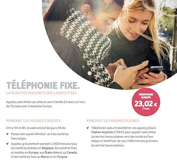 Promotions Téléphonie fixe freephone europe - Produit Maison - Telenet - Valide de 05/01/2020 à 13/02/2020 chez Telenet