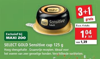 Promoties Select gold sensitive cup - Select Gold - Geldig van 13/01/2020 tot 22/01/2020 bij Maxi Zoo