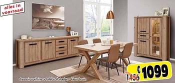 Promoties Dressoir + vitrine + tafel + 4 stoelen - kleur bruin - Huismerk - Budgetmeubelen - Geldig van 02/01/2020 tot 31/01/2020 bij Budget Meubelen