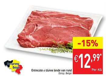 Promotions Entrecote of dunne lende van rund - Produit maison - Intermarche - Valide de 14/01/2020 à 19/01/2020 chez Intermarche