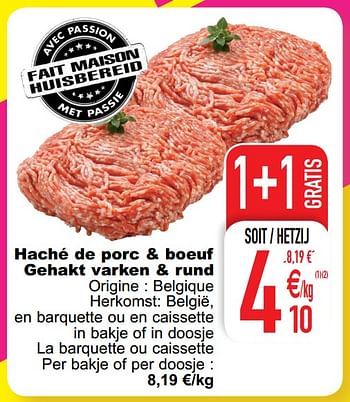 Promotions Haché de porc + boeuf gehakt varken + rund - Produit maison - Cora - Valide de 14/01/2020 à 20/01/2020 chez Cora