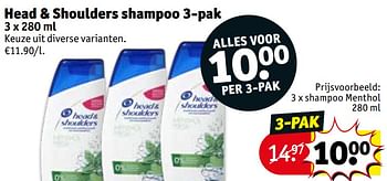 Promotions Shampoo menthol - Head & Shoulders - Valide de 14/01/2020 à 26/01/2020 chez Kruidvat