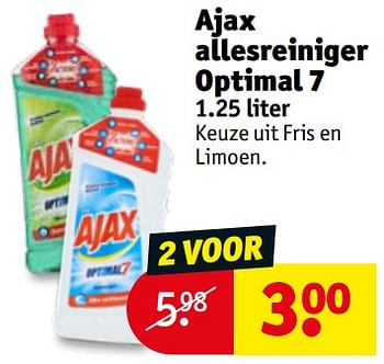 Promoties Ajax allesreiniger optimal 7 - Ajax - Geldig van 14/01/2020 tot 26/01/2020 bij Kruidvat