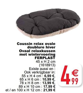 Promoties Coussin relax ovale doublure hiver ovaal relaxkussen met wintervoering ferplast - Ferplast - Geldig van 14/01/2020 tot 27/01/2020 bij Cora
