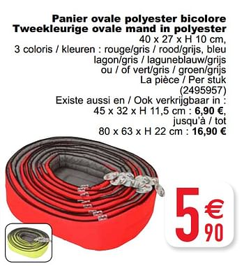 Promoties Panier ovale polyester bicolore tweekleurige ovale mand in polyester - Huismerk - Cora - Geldig van 14/01/2020 tot 27/01/2020 bij Cora