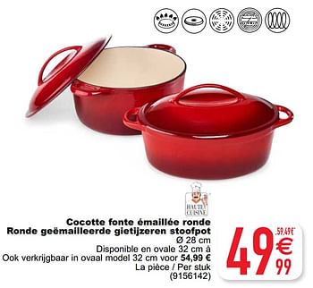 Promoties Cocotte fonte émaillée ronde ronde geëmailleerde gietijzeren stoofpot - Haute Cuisine - Geldig van 14/01/2020 tot 27/01/2020 bij Cora